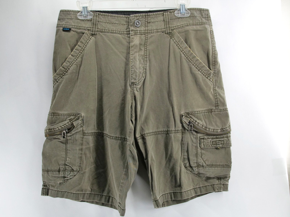Kuhl Hiking Cargo Shorts Mens 32 11.5" Vintage Patina Dye Outdoor Multipockets